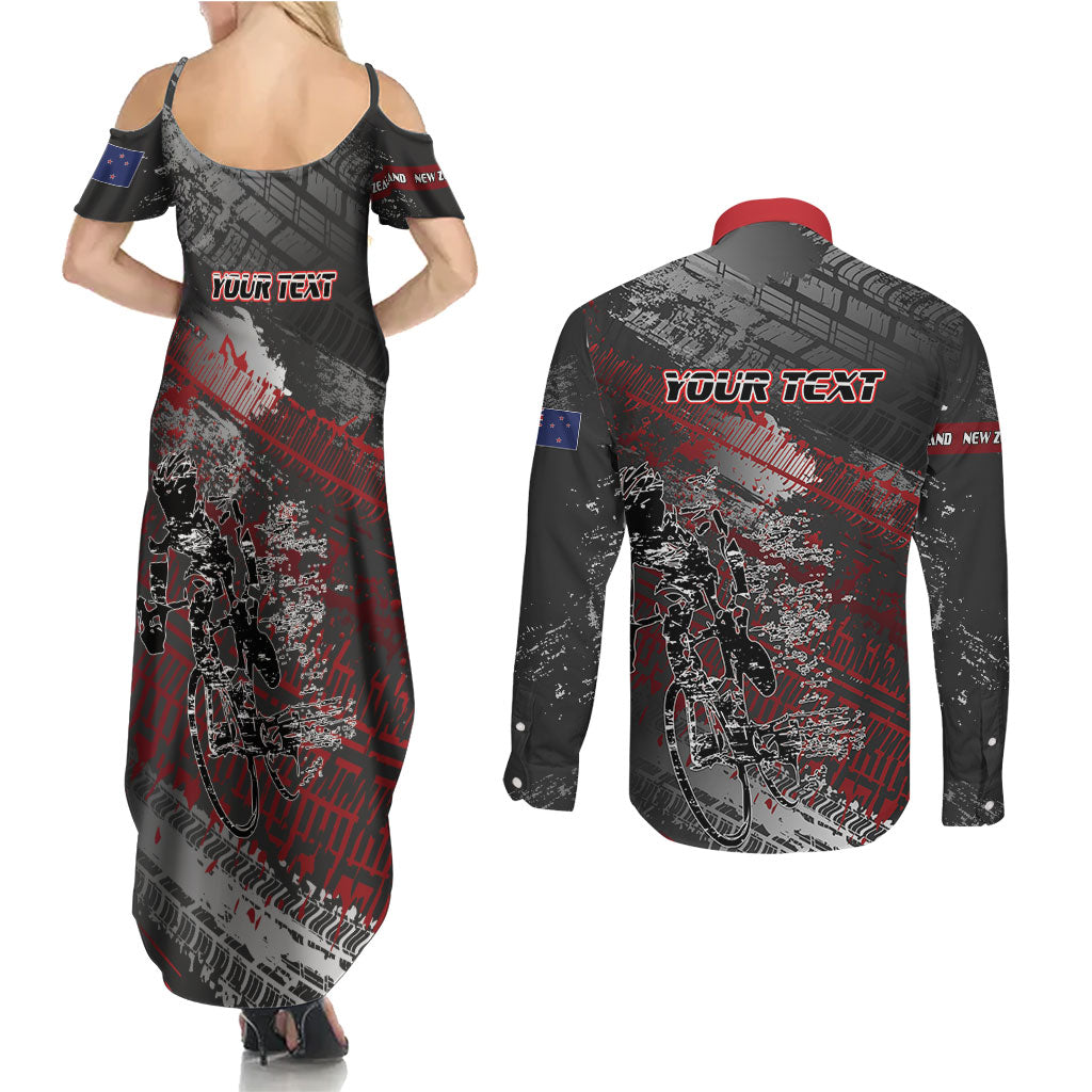 Personalised Cycling New Zealand Couples Matching Summer Maxi Dress and Long Sleeve Button Shirt Aotearoa Pride Sportswear LT22 - Polynesian Pride