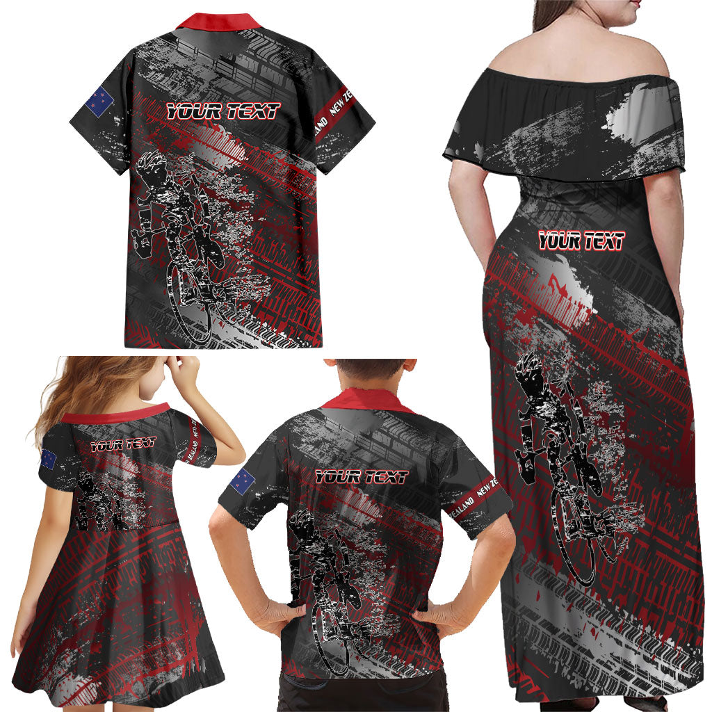 Personalised Cycling New Zealand Family Matching Off Shoulder Maxi Dress and Hawaiian Shirt Aotearoa Pride Sportswear LT22 - Polynesian Pride