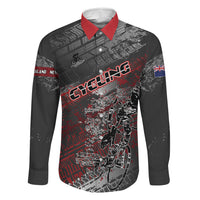 Personalised Cycling New Zealand Family Matching Off Shoulder Maxi Dress and Hawaiian Shirt Aotearoa Pride Sportswear LT22 Dad's Shirt - Long Sleeve Red - Polynesian Pride