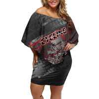 Personalised Cycling New Zealand Family Matching Off Shoulder Short Dress and Hawaiian Shirt Aotearoa Pride Sportswear LT22 Mom's Dress Red - Polynesian Pride