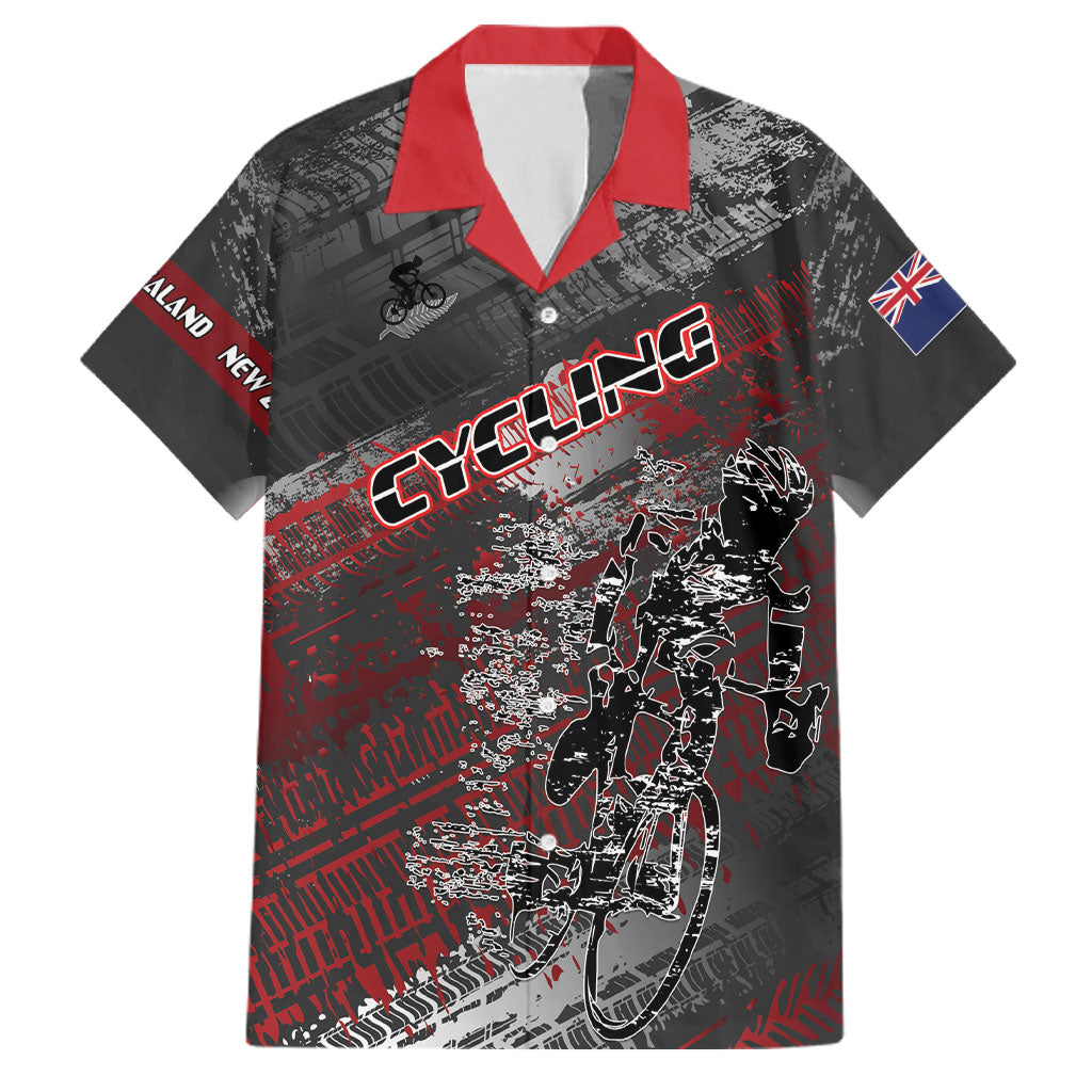 Personalised Cycling New Zealand Family Matching Tank Maxi Dress and Hawaiian Shirt Aotearoa Pride Sportswear LT22 Dad's Shirt - Short Sleeve Red - Polynesian Pride