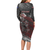 Personalised Cycling New Zealand Long Sleeve Bodycon Dress Aotearoa Pride Sportswear LT22 - Polynesian Pride