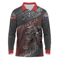 Personalised Cycling New Zealand Long Sleeve Polo Shirt Aotearoa Pride Sportswear LT22 Red - Polynesian Pride