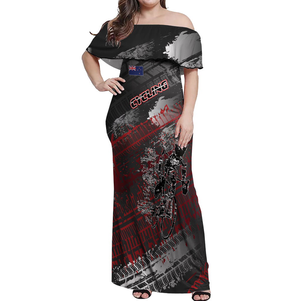 Personalised Cycling New Zealand Off Shoulder Maxi Dress Aotearoa Pride Sportswear