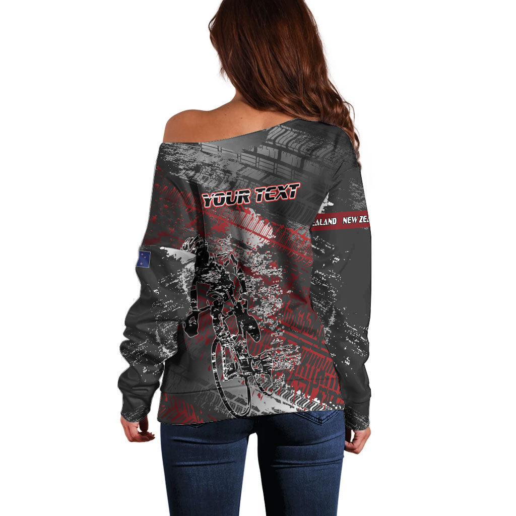 Personalised Cycling New Zealand Off Shoulder Sweater Aotearoa Pride Sportswear