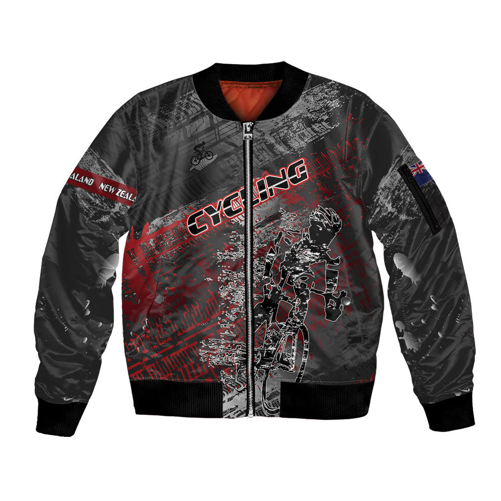 Personalised Cycling New Zealand Sleeve Zip Bomber Jacket Aotearoa Pride Sportswear