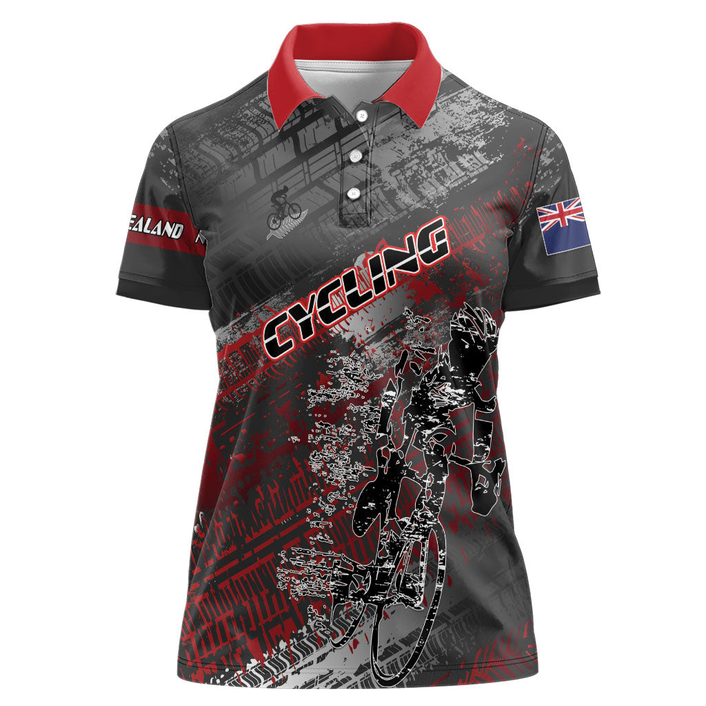 Personalised Cycling New Zealand Women Polo Shirt Aotearoa Pride Sportswear LT22 Female Red - Polynesian Pride