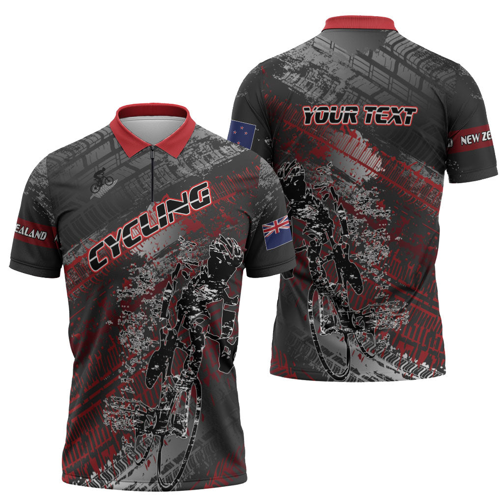 Personalised Cycling New Zealand Zipper Polo Shirt Aotearoa Pride Sportswear LT22 - Polynesian Pride