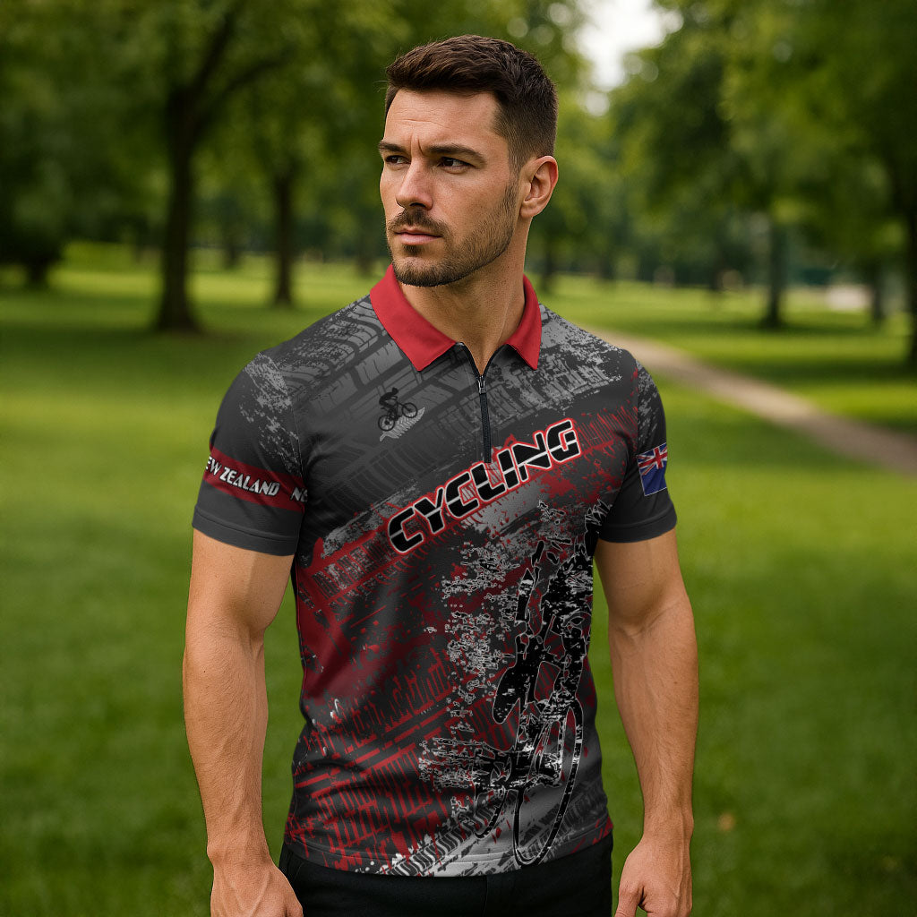 Personalised Cycling New Zealand Zipper Polo Shirt Aotearoa Pride Sportswear LT22 - Polynesian Pride