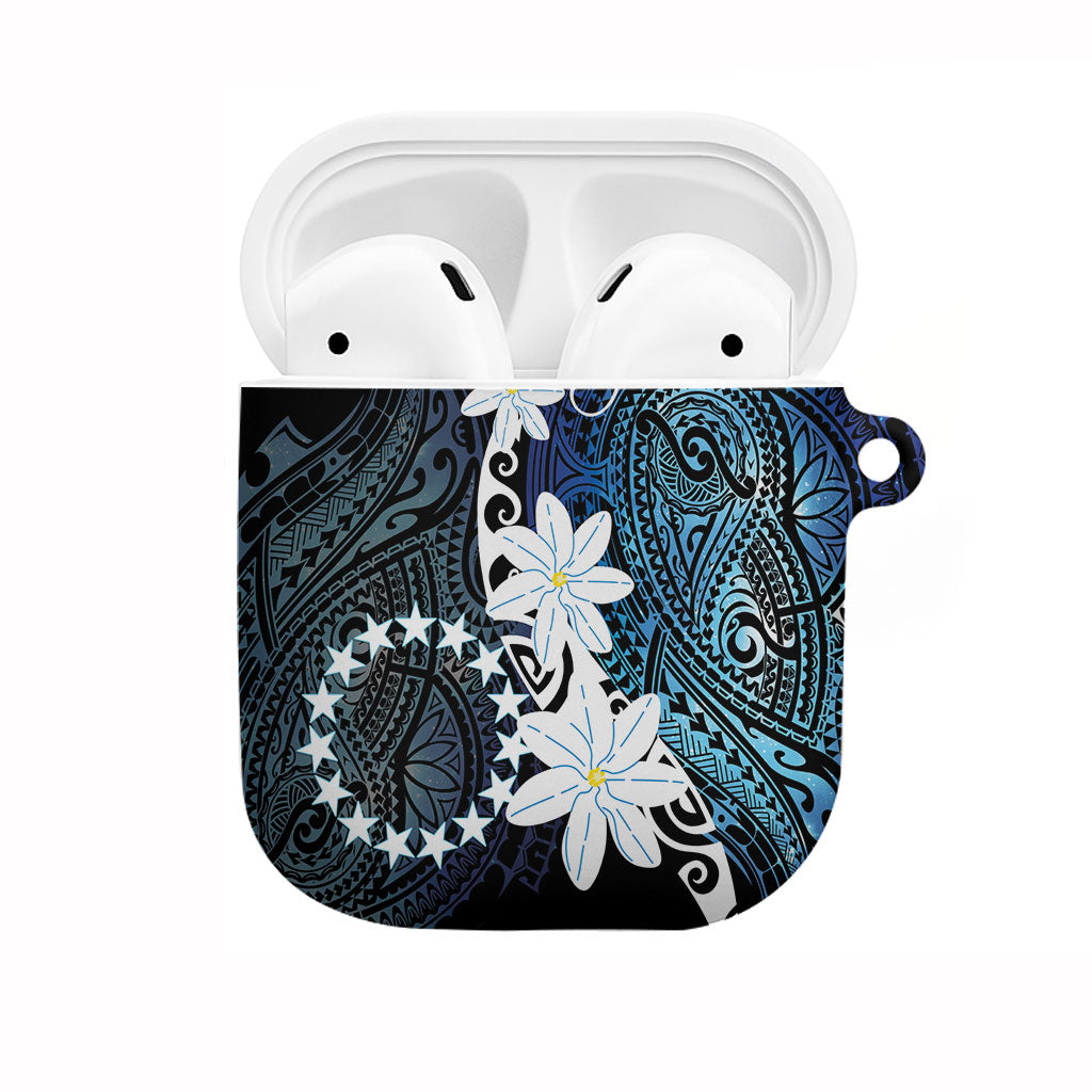 Cook Islands Maori Language Week AirPods Case Tiare Maori Kuki Airani Blue Pattern LT22 Blue - Polynesian Pride