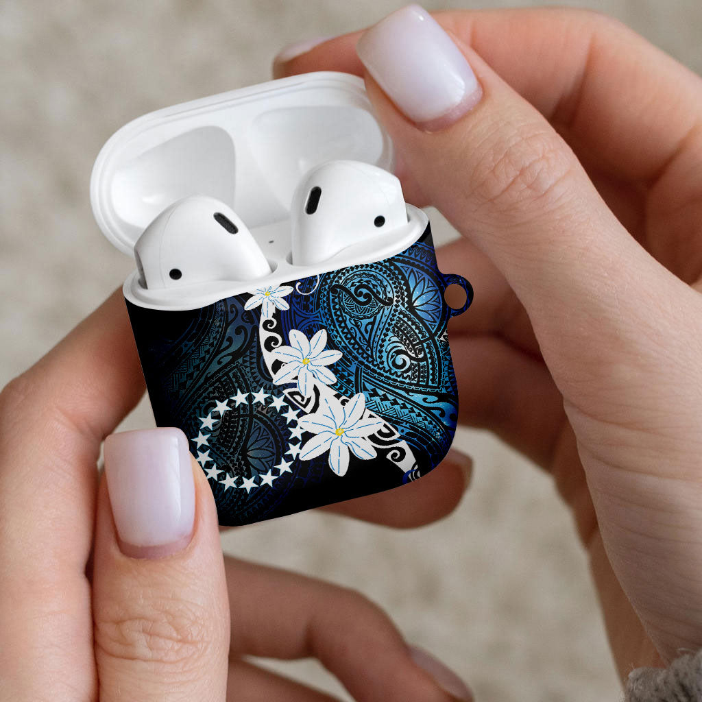 Cook Islands Maori Language Week AirPods Case Tiare Maori Kuki Airani Blue Pattern LT22 - Polynesian Pride