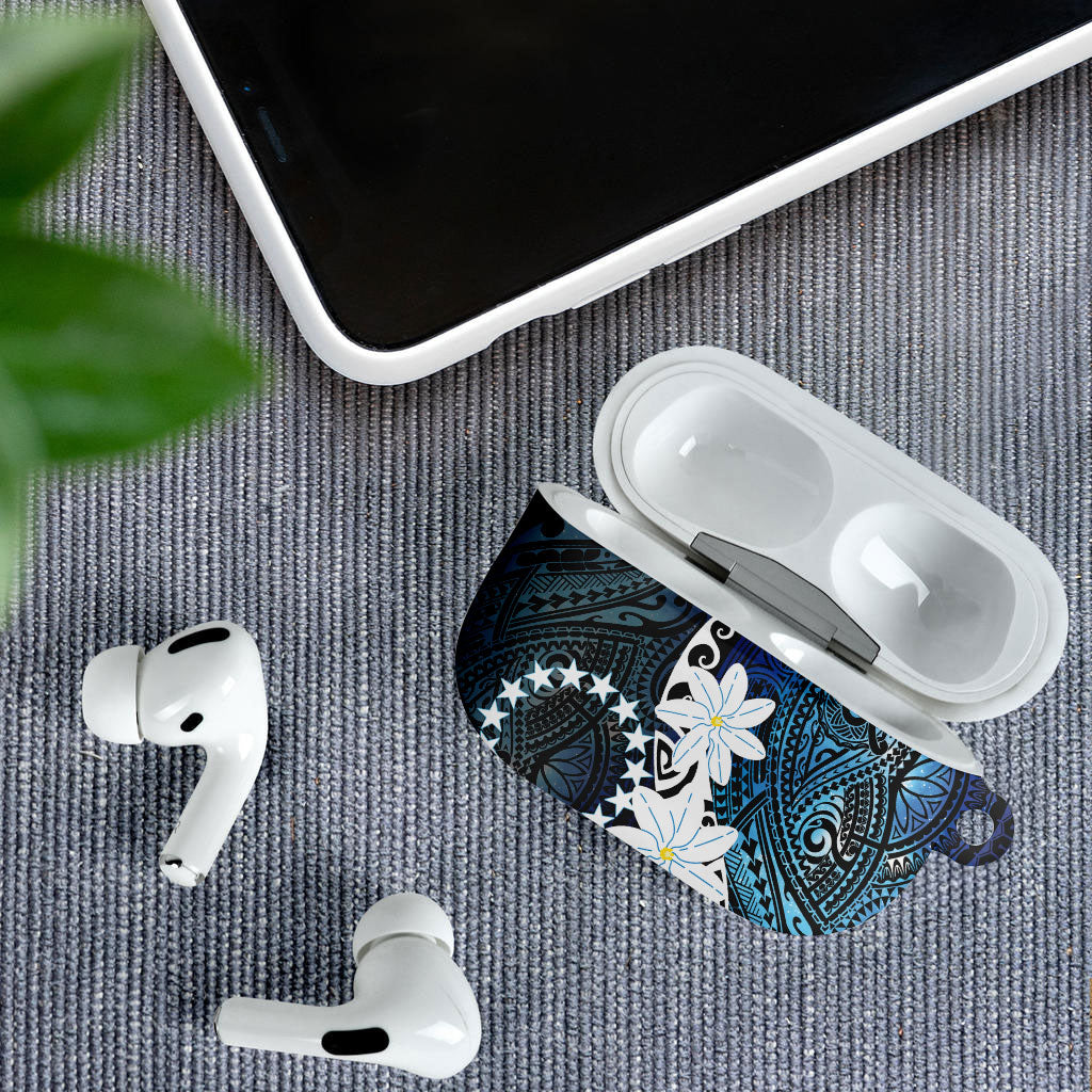Cook Islands Maori Language Week AirPods Case Tiare Maori Kuki Airani Blue Pattern LT22 - Polynesian Pride