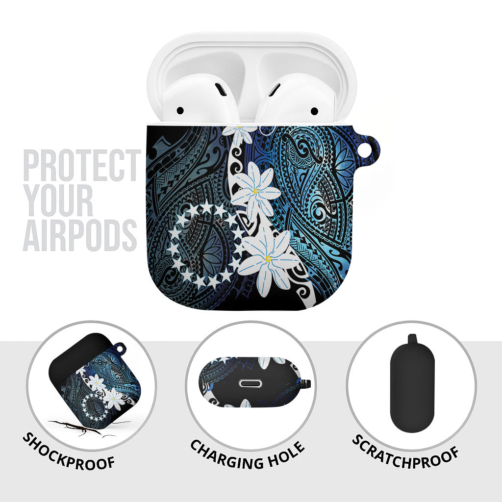 Cook Islands Maori Language Week AirPods Case Tiare Maori Kuki Airani Blue Pattern LT22 - Polynesian Pride
