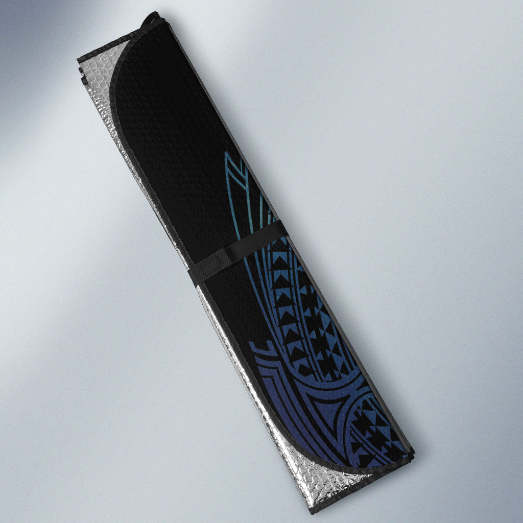 Cook Islands Maori Language Week Auto Sun Shade Tiare Maori Kuki Airani Blue Pattern LT22 - Polynesian Pride