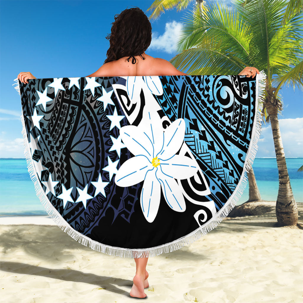 Cook Islands Maori Language Week Beach Blanket Tiare Maori Kuki Airani Blue Pattern LT22 - Polynesian Pride