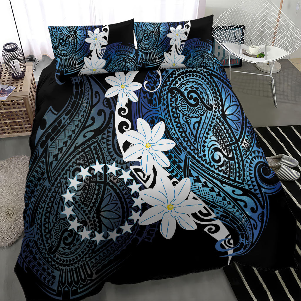 Cook Islands Maori Language Week Bedding Set Tiare Maori Kuki Airani Blue Pattern LT22 - Polynesian Pride