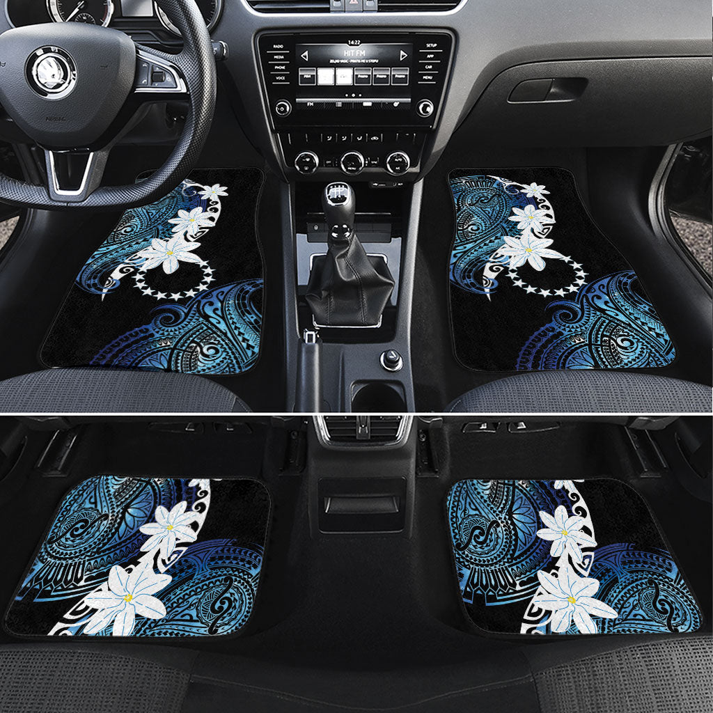 Cook Islands Maori Language Week Car Mats Tiare Maori Kuki Airani Blue Pattern LT22 Set 4pcs Blue - Polynesian Pride