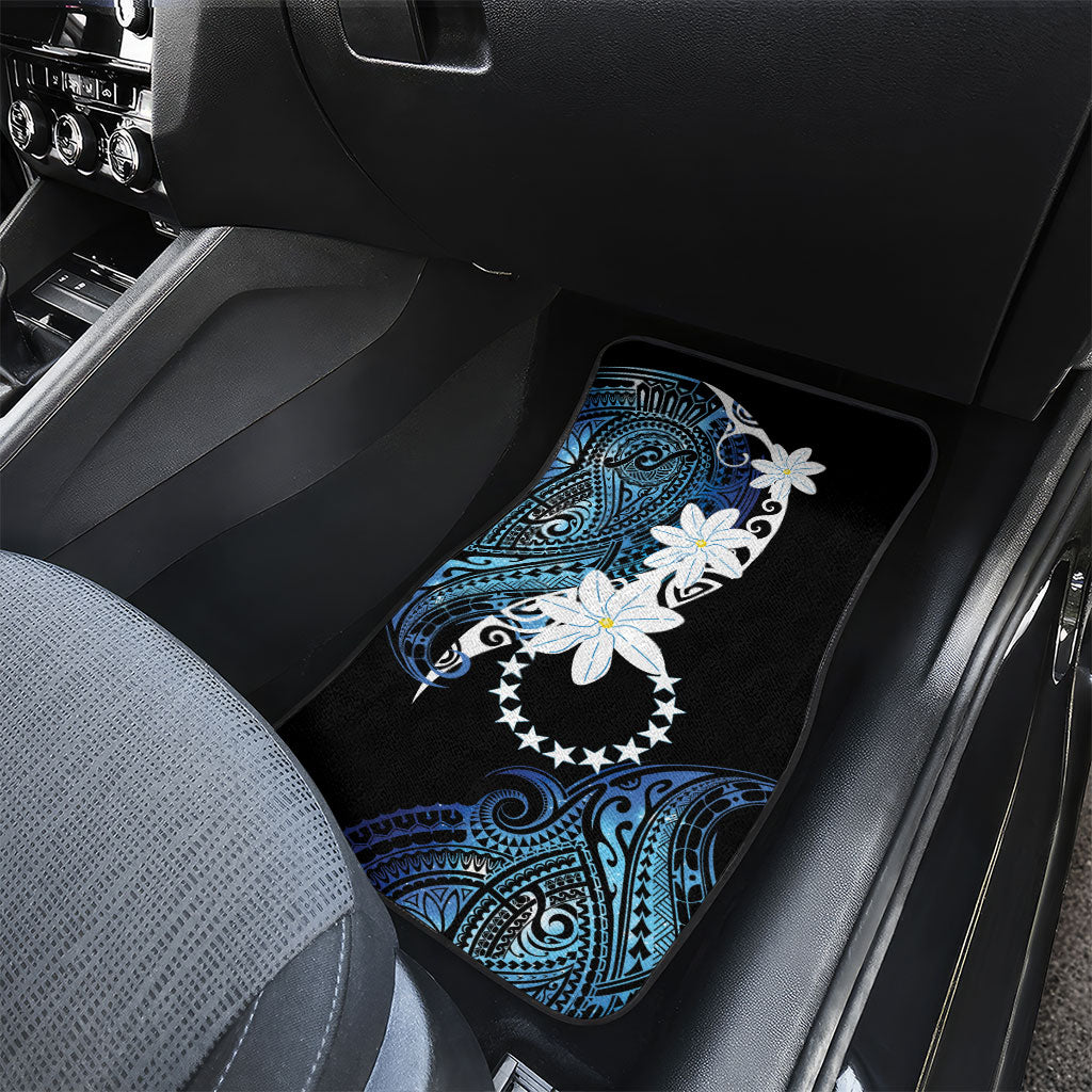 Cook Islands Maori Language Week Car Mats Tiare Maori Kuki Airani Blue Pattern LT22 - Polynesian Pride
