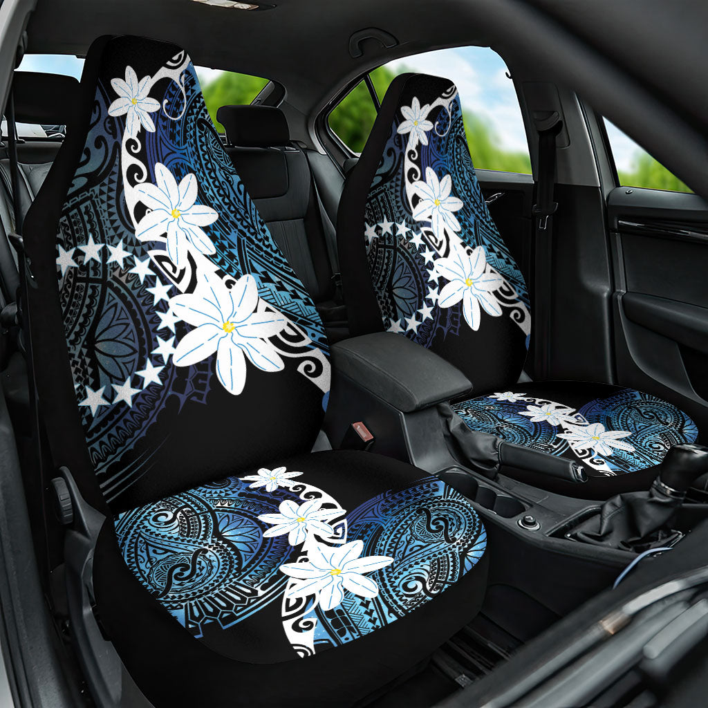 Cook Islands Maori Language Week Car Seat Cover Tiare Maori Kuki Airani Blue Pattern LT22 One Size Blue - Polynesian Pride
