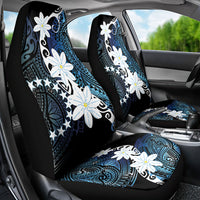 Cook Islands Maori Language Week Car Seat Cover Tiare Maori Kuki Airani Blue Pattern LT22 - Polynesian Pride