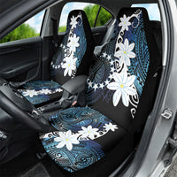 Cook Islands Maori Language Week Car Seat Cover Tiare Maori Kuki Airani Blue Pattern LT22 - Polynesian Pride