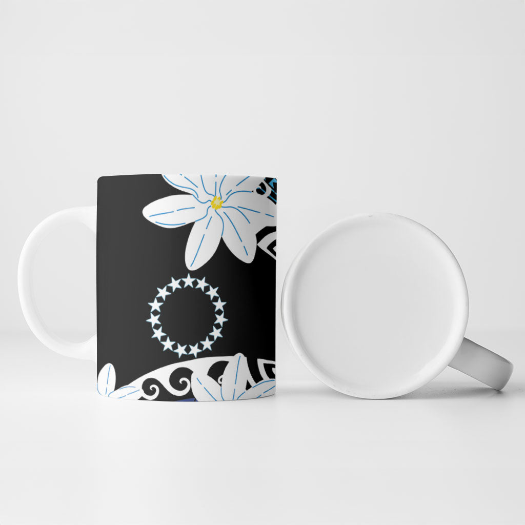 Cook Islands Maori Language Week Ceramic Mug Tiare Maori Kuki Airani Blue Pattern LT22 - Polynesian Pride