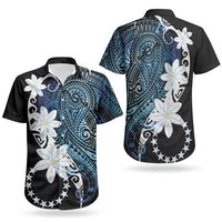 Cook Islands Maori Language Week Couples Matching Summer Maxi Dress and Hawaiian Shirt Tiare Maori Kuki Airani Blue Pattern LT22 - Polynesian Pride