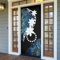 Cook Islands Maori Language Week Door Cover Tiare Maori Kuki Airani Blue Pattern LT22 - Polynesian Pride