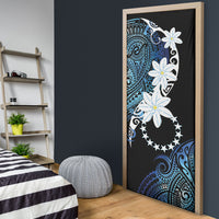 Cook Islands Maori Language Week Door Cover Tiare Maori Kuki Airani Blue Pattern LT22 - Polynesian Pride