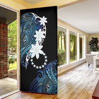 Cook Islands Maori Language Week Door Cover Tiare Maori Kuki Airani Blue Pattern LT22 - Polynesian Pride