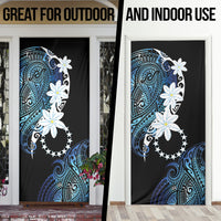 Cook Islands Maori Language Week Door Cover Tiare Maori Kuki Airani Blue Pattern LT22 - Polynesian Pride