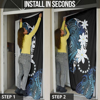 Cook Islands Maori Language Week Door Cover Tiare Maori Kuki Airani Blue Pattern LT22 - Polynesian Pride