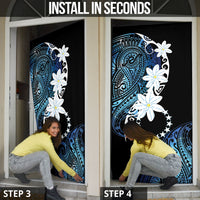 Cook Islands Maori Language Week Door Cover Tiare Maori Kuki Airani Blue Pattern LT22 - Polynesian Pride