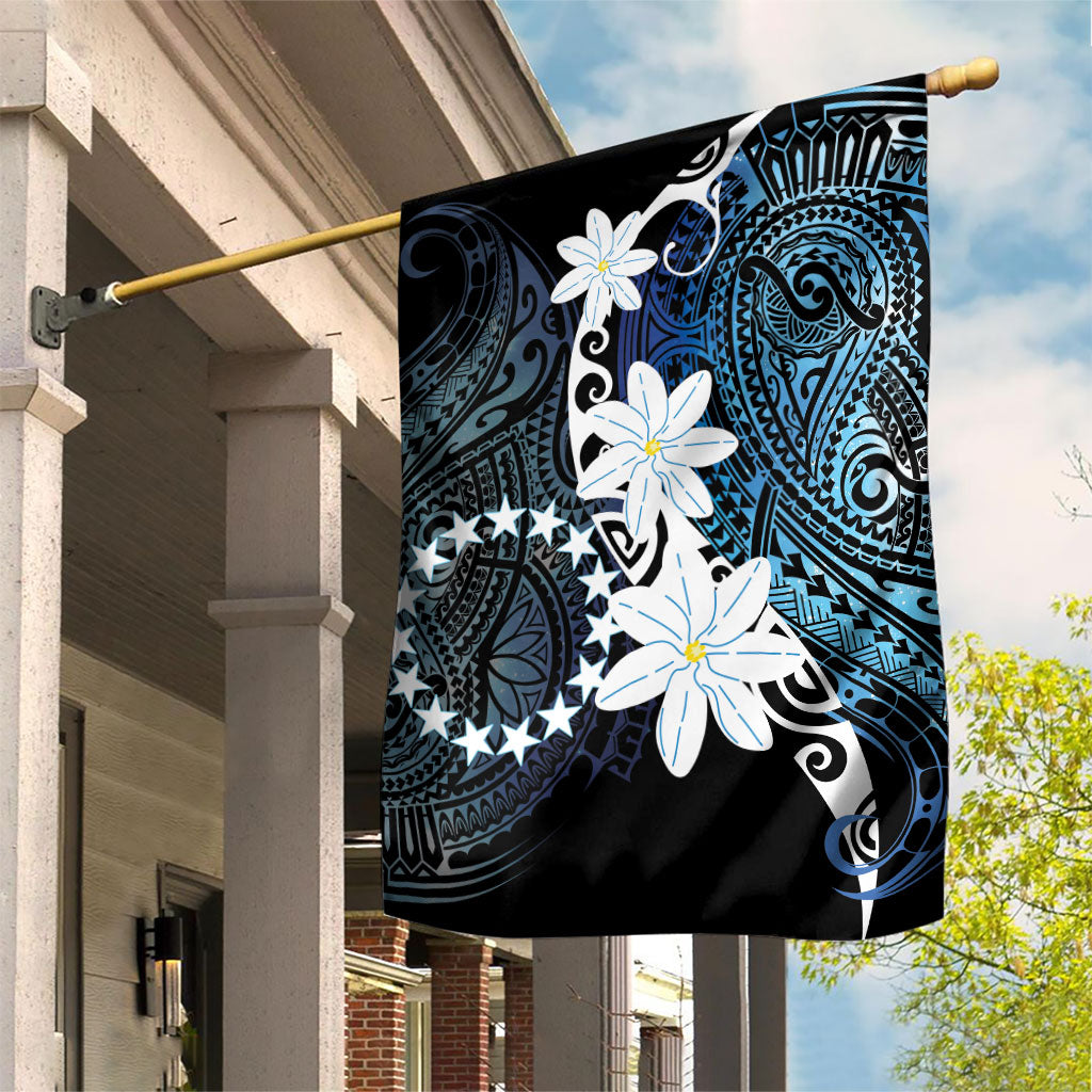 Cook Islands Maori Language Week Garden Flag Tiare Maori Kuki Airani Blue Pattern LT22 House Flag Blue - Polynesian Pride