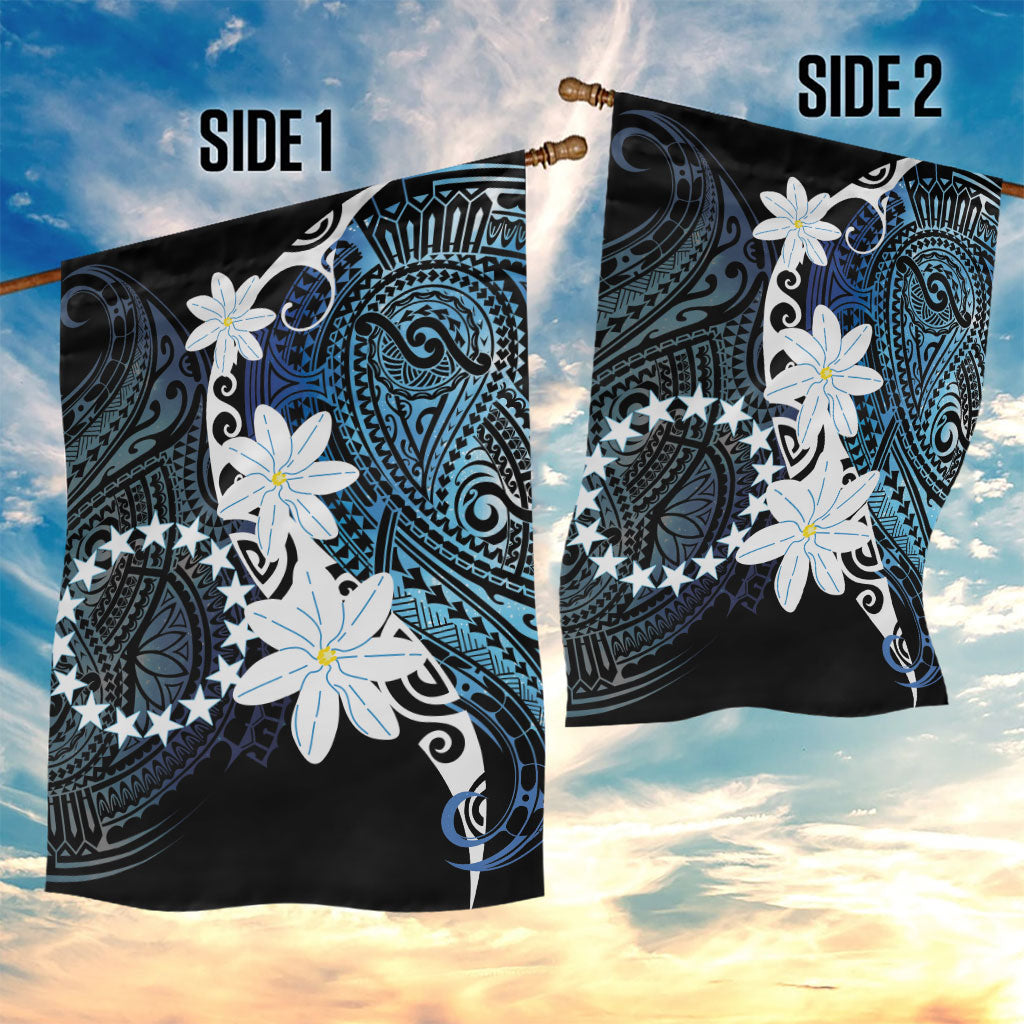 Cook Islands Maori Language Week Garden Flag Tiare Maori Kuki Airani Blue Pattern LT22 - Polynesian Pride