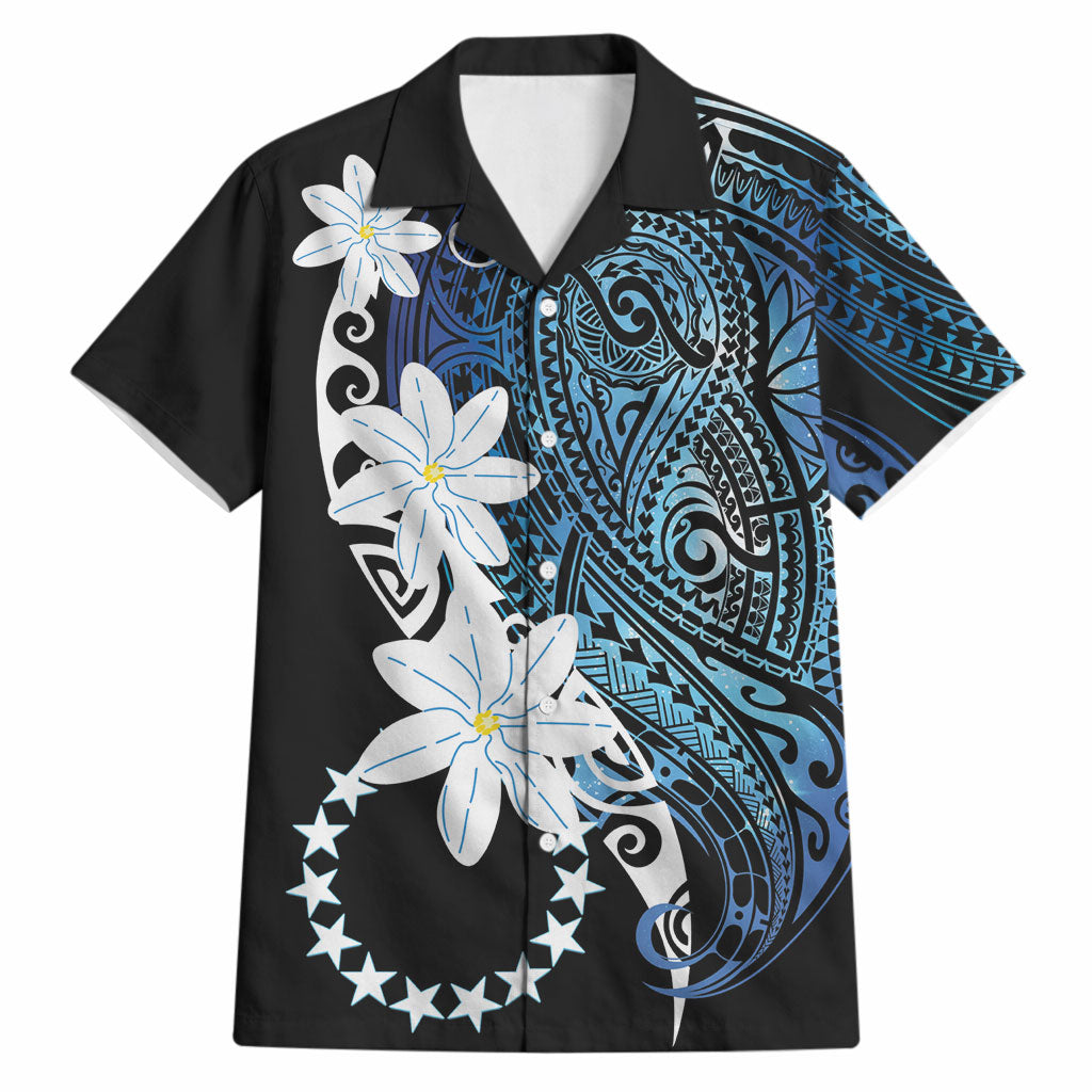 Cook Islands Maori Language Week Hawaiian Shirt Tiare Maori Kuki Airani Blue Pattern LT22 Blue - Polynesian Pride
