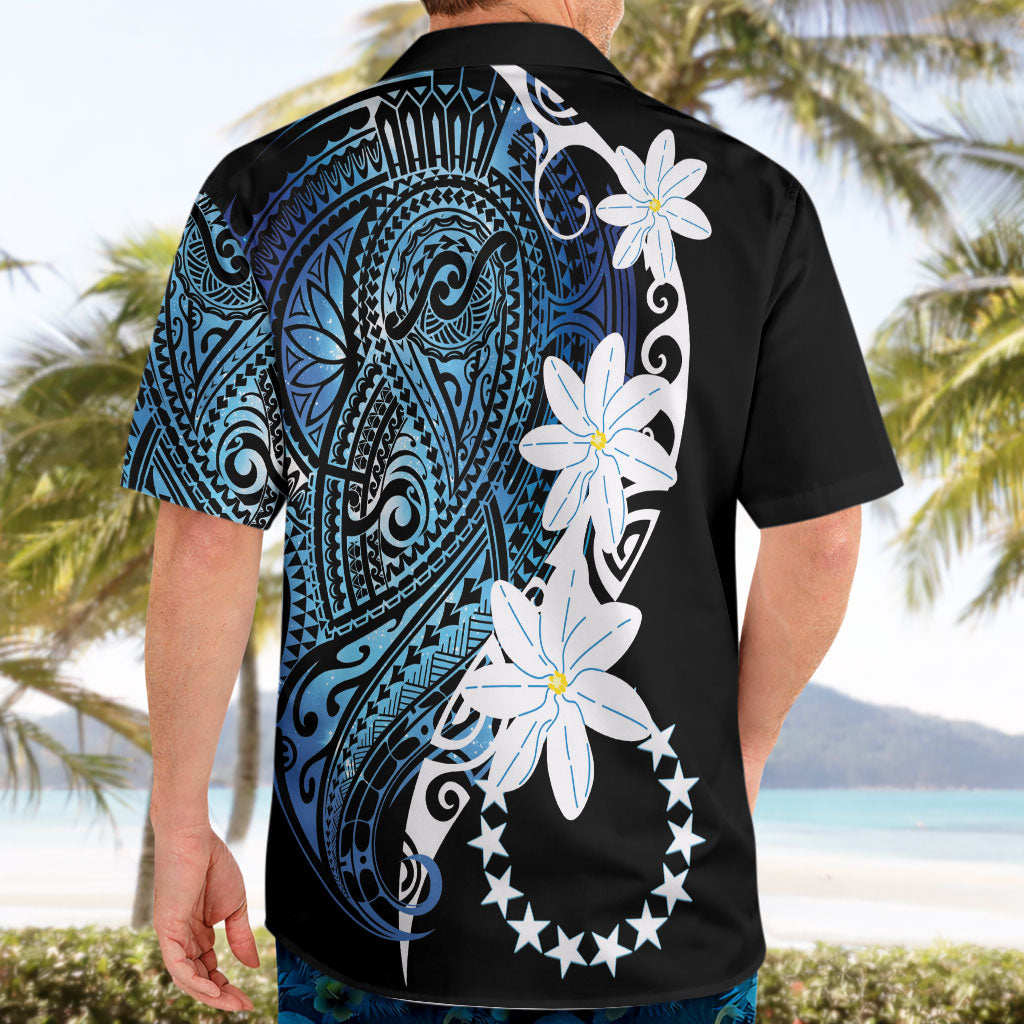 Cook Islands Maori Language Week Hawaiian Shirt Tiare Maori Kuki Airani Blue Pattern LT22 - Polynesian Pride