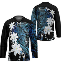 Cook Islands Maori Language Week Hockey Jersey Tiare Maori Kuki Airani Blue Pattern LT22 - Polynesian Pride