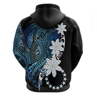 Cook Islands Maori Language Week Hoodie Tiare Maori Kuki Airani Blue Pattern LT22 - Polynesian Pride