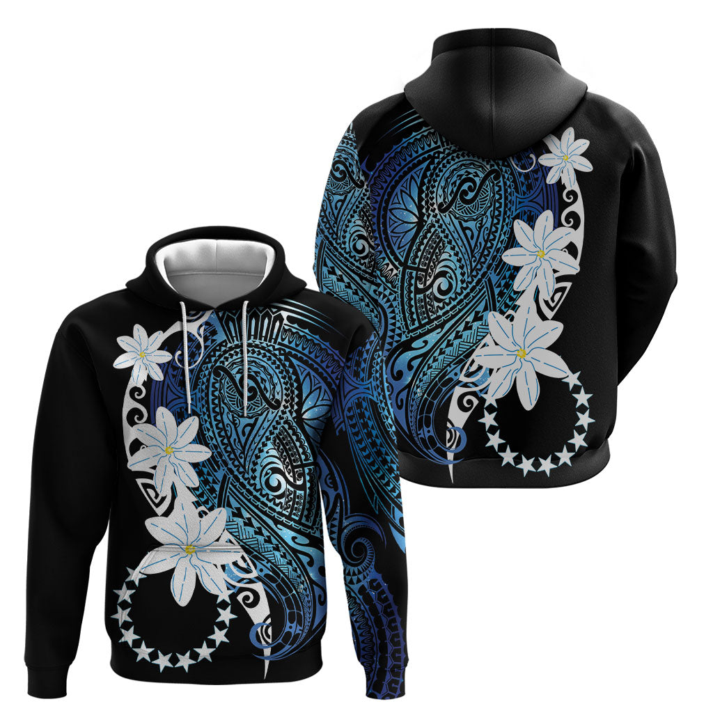 Cook Islands Maori Language Week Hoodie Tiare Maori Kuki Airani Blue Pattern LT22 - Polynesian Pride