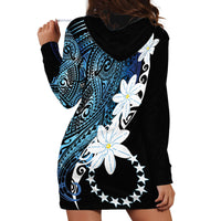 Cook Islands Maori Language Week Hoodie Dress Tiare Maori Kuki Airani Blue Pattern LT22 - Polynesian Pride