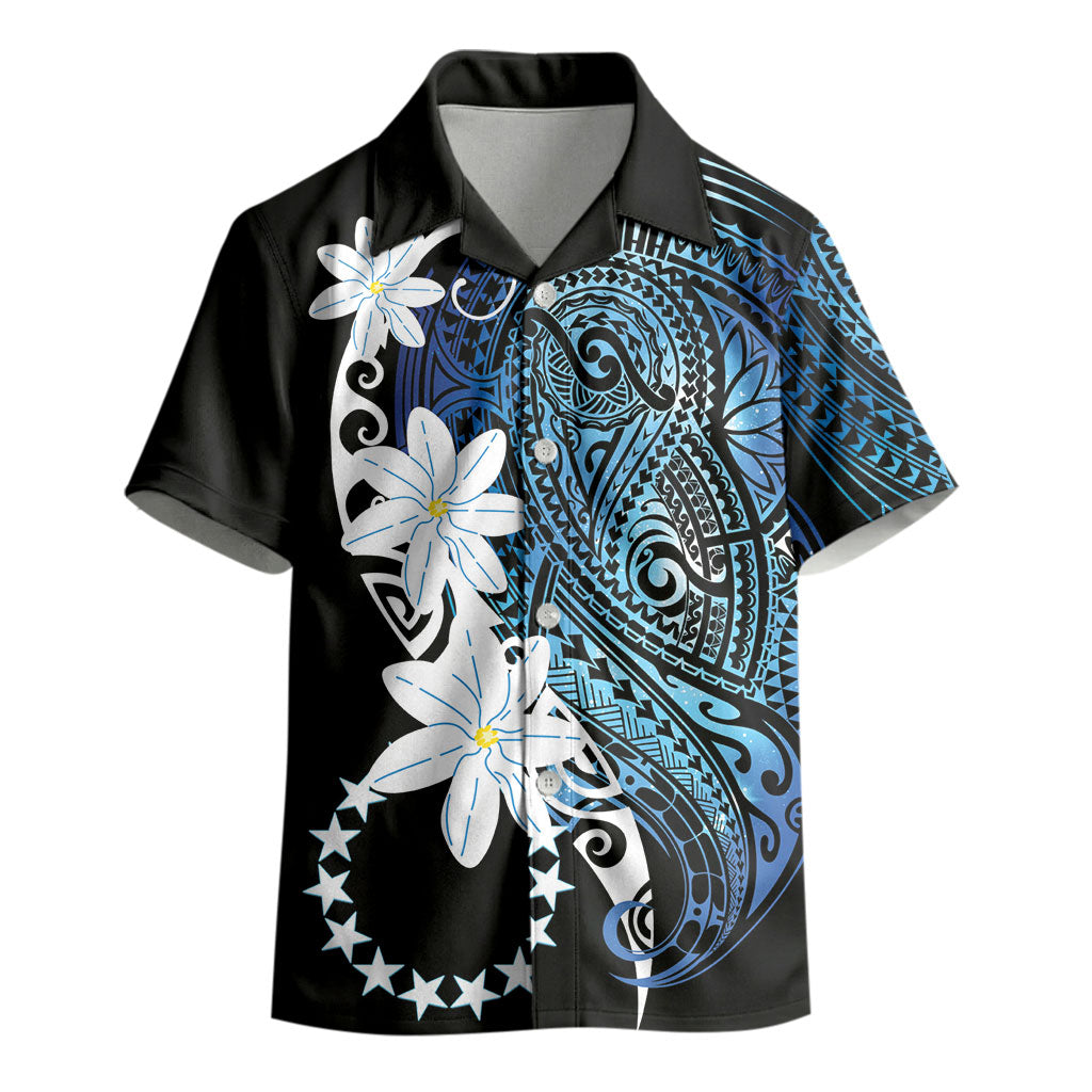 Cook Islands Maori Language Week Kid Hawaiian Shirt Tiare Maori Kuki Airani Blue Pattern LT22 - Polynesian Pride
