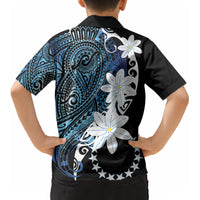 Cook Islands Maori Language Week Kid Hawaiian Shirt Tiare Maori Kuki Airani Blue Pattern LT22 - Polynesian Pride