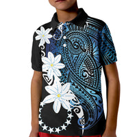Cook Islands Maori Language Week Kid Polo Shirt Tiare Maori Kuki Airani Blue Pattern LT22 Kid Blue - Polynesian Pride
