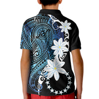 Cook Islands Maori Language Week Kid Polo Shirt Tiare Maori Kuki Airani Blue Pattern LT22 - Polynesian Pride