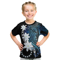 Cook Islands Maori Language Week Kid T Shirt Tiare Maori Kuki Airani Blue Pattern LT22 Blue - Polynesian Pride