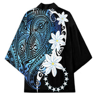 Cook Islands Maori Language Week Kimono Tiare Maori Kuki Airani Blue Pattern LT22 - Polynesian Pride