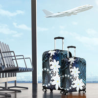 Cook Islands Maori Language Week Luggage Cover Tiare Maori Kuki Airani Blue Pattern LT22 - Polynesian Pride