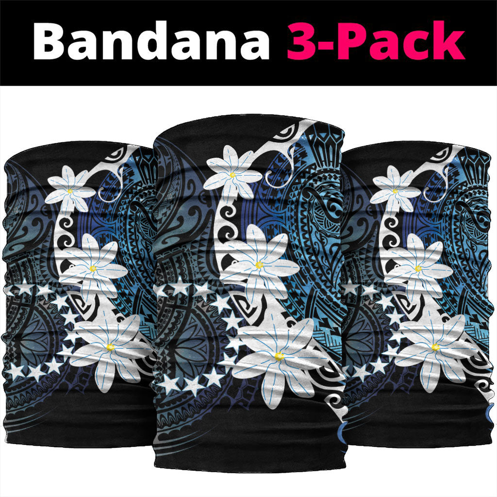 Cook Islands Maori Language Week Neck Gaiter Tiare Maori Kuki Airani Blue Pattern LT22 package One Size: 25*50cm Blue - Polynesian Pride
