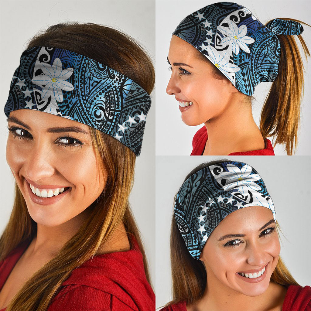 Cook Islands Maori Language Week Neck Gaiter Tiare Maori Kuki Airani Blue Pattern LT22 - Polynesian Pride